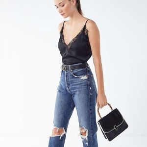 Urban outfitters black satin lace trim camisole